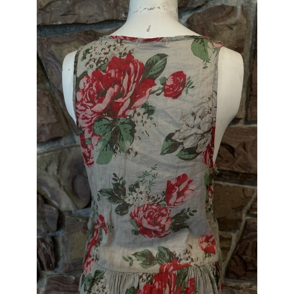 Floral Short Sleeve Viscose Above Knee Dress Made In Italy Pink Size XL’M”actual - Picture 8 of 12
